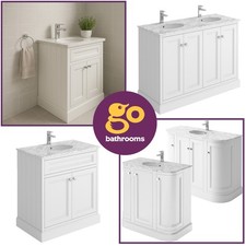 White Traditional Vanity Unit Marble Top Ceramic Basin Sink 600 800 900 1200mm