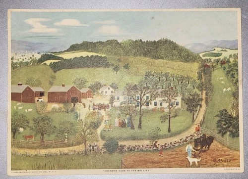Grandma moses small lithograph - small,