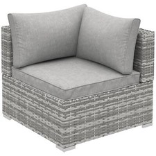 Outsunny Rattan Corner Sofa Garden Rattan Furniture Single Sofa Chair Light Grey