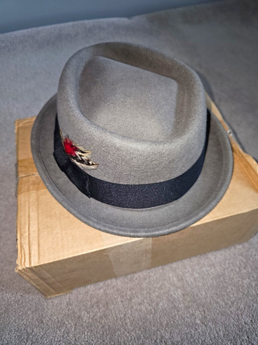 Men grey felt pork pie - felt, hat