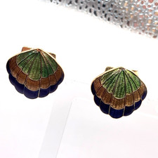 Cloisonne enamel earrings gold