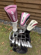 FULL LADIES RIGHT HANDED SET OF YONEX GOLF CLUBS IN A PING CART BAG. FREE POST