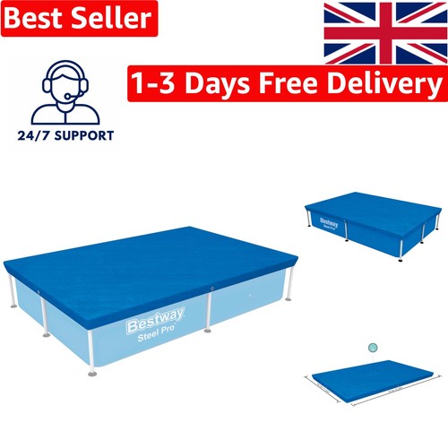 Blue rectangular pool - rectangular, cover