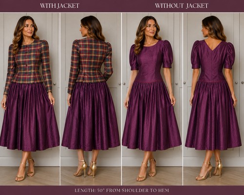 Two piece raw silk burgundy - two,