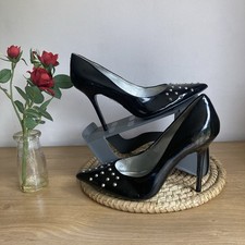 Ladies Guess Black Studded Patent Stiletto Court Shoes UK6.5/EU40 BNWT