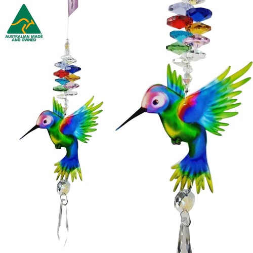 Rainbow hummingbird crystal - hummingbird,