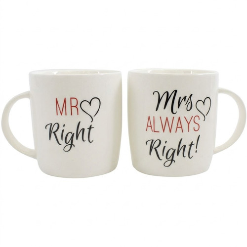 Mrs right couples mug set - mr,