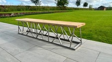 Unique and contemporary garden bench. Handmade one off