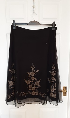 Black voile aline skirt - black,