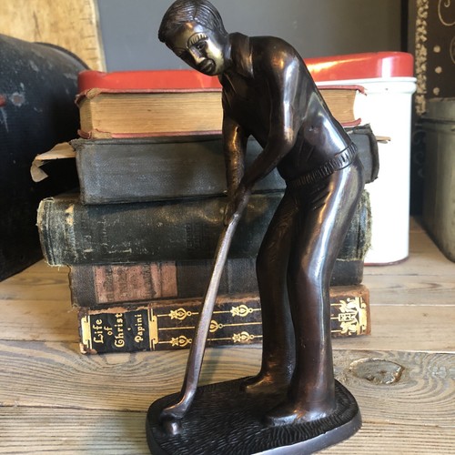 Bronze putting golfer statue - bronze,
