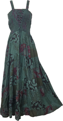 Patchwork maxi dress smocked - patchwork,
