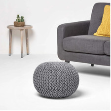 Cotton Knitted Round Pouffe