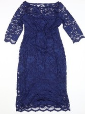 Tiffany Rose Women's Blue Midi Lace Sheath Dress XS