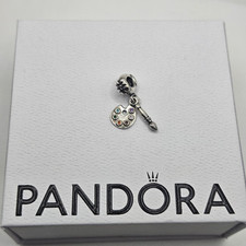 Genuine Pandora Artist Palette Dangle Brush Art Charm ALE 925 #791268CZMX