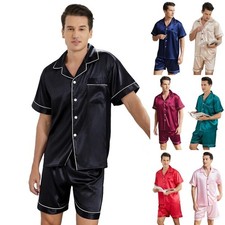 UK Set Mens Satin Silk Pajamas