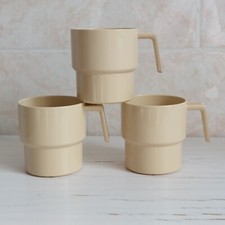 Retro Sarvis Mug Cup X3 Melamine 250ml Handle Stackable Camper Van Picnic Finlan