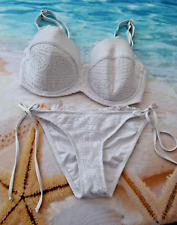 MIX & MATCH CROCHET UNDERWIRED TIE SIDE BIKINI SET SIZE UK 4 FF CUP     B18