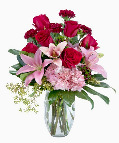 Pink red rose lily - rose, w/