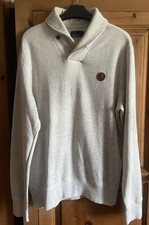 Vintage  Classic “ FRED PERRY “ Grey Button Collar Jumper Sweatshirt Size Medium