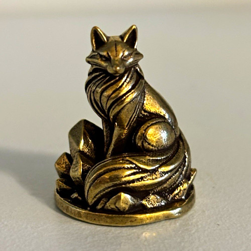 Small brass fox figurine - ,