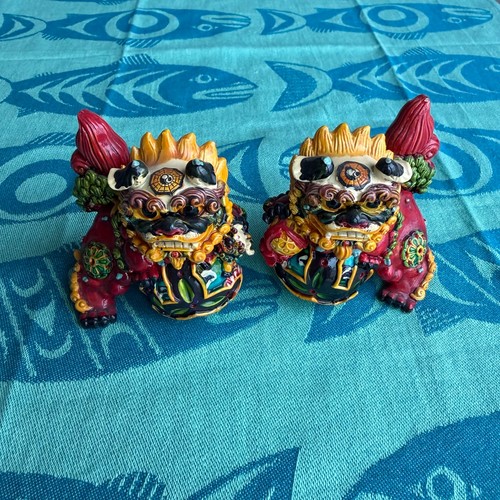 Pair ceramic foo dog guardian - pair,