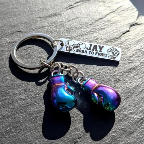 Personalised boxing keyring - personalised,