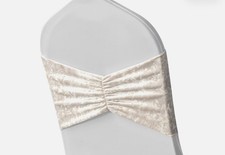 50 Velvet Chair Sash Bands in Champagne - stretch party Sashes / wedding Decor