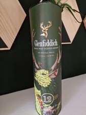 Glenfiddich 12 Years Scotch Whiskey Empty Bottle And Box Mancave Collector Rare