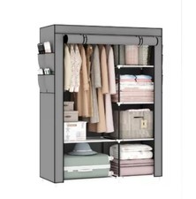 Grey portable canvas wardrobe