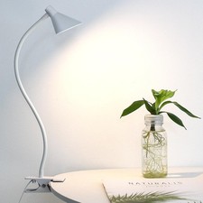 White Desk Lamp with Clip, 3 Color Modes & 10 Brightness Levels, Small Book Rea