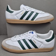 Adidas Samba Trainers Men's UK 9 White Green Leather Suede Gold Originals Retro 