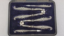 Rare Edwardian cased silver handled nutcracker set. Adie & Lovekin ltd.