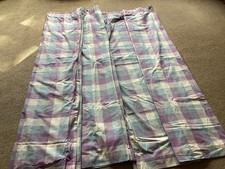 Laura Ashley Vintage Mitford Check Lilac Blue Curtains 4 x 74 in Drop 65 in Wide