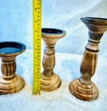 Set of 3 Wooden Candle Holders