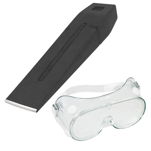 Log splitter safety - log, goggles