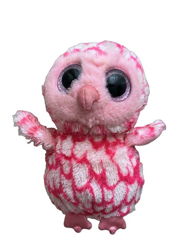 Pink white owl - pink, plush