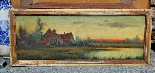 Antique timeworn frame oil - timeworn, on