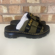 Dr. Martens Ayce Logo Milled Leather Strap Platform Sandals UK Size 6.5 Olive