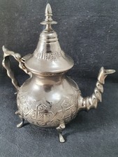 Vintage Moroccan Tea Pot Handmade Serving 12 Tea Cups Silver Plated Kitchen Deco