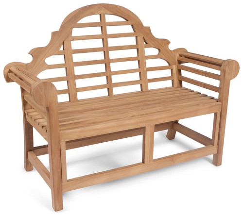 Lutyens teak wood garden bench - teak,