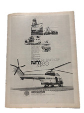1976 Aircraft Advert AEROSPATIALE PUMA SA 330 DIVISION HELICOPTERS FURTHER STEP