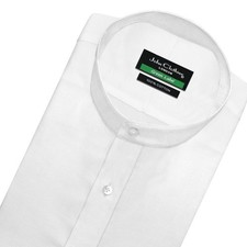 Mens Grandad Band China Collar White Jacquard Shirt Evening Grooms Wedding Dress