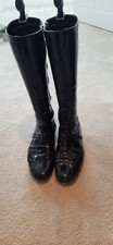 PRADA black patent leather flat apres ski or winter tall boot