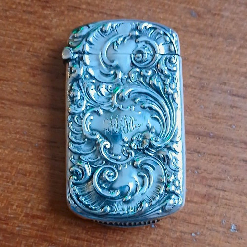 Antique silver vesta case - antique,