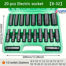 20PCS 1/2''Deep Impact Sockets