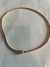 Genuine Pandora Moments Snake heart rose gold Chain charm Necklace - 45cms