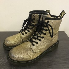 Doc Martens DMs Gold Glitter - UK 2 - Used Condition