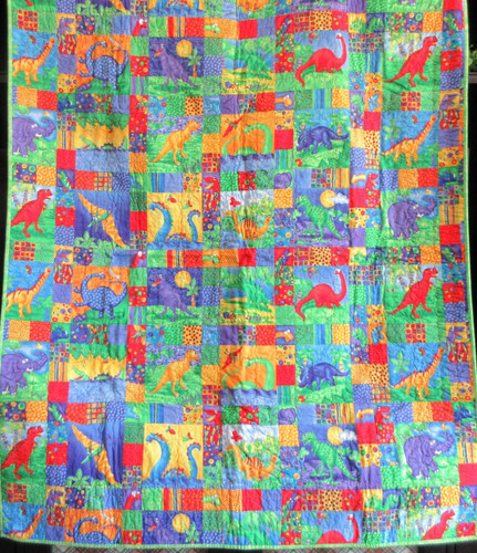 Handmade kids dinosaur quilt - handmade,