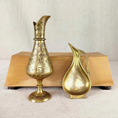 Vintage brass set engraved - 2,