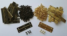 GOLD or BROWN Hinges with Screws Door Wooden Box Dolls House Brass Hinge 60x20mm